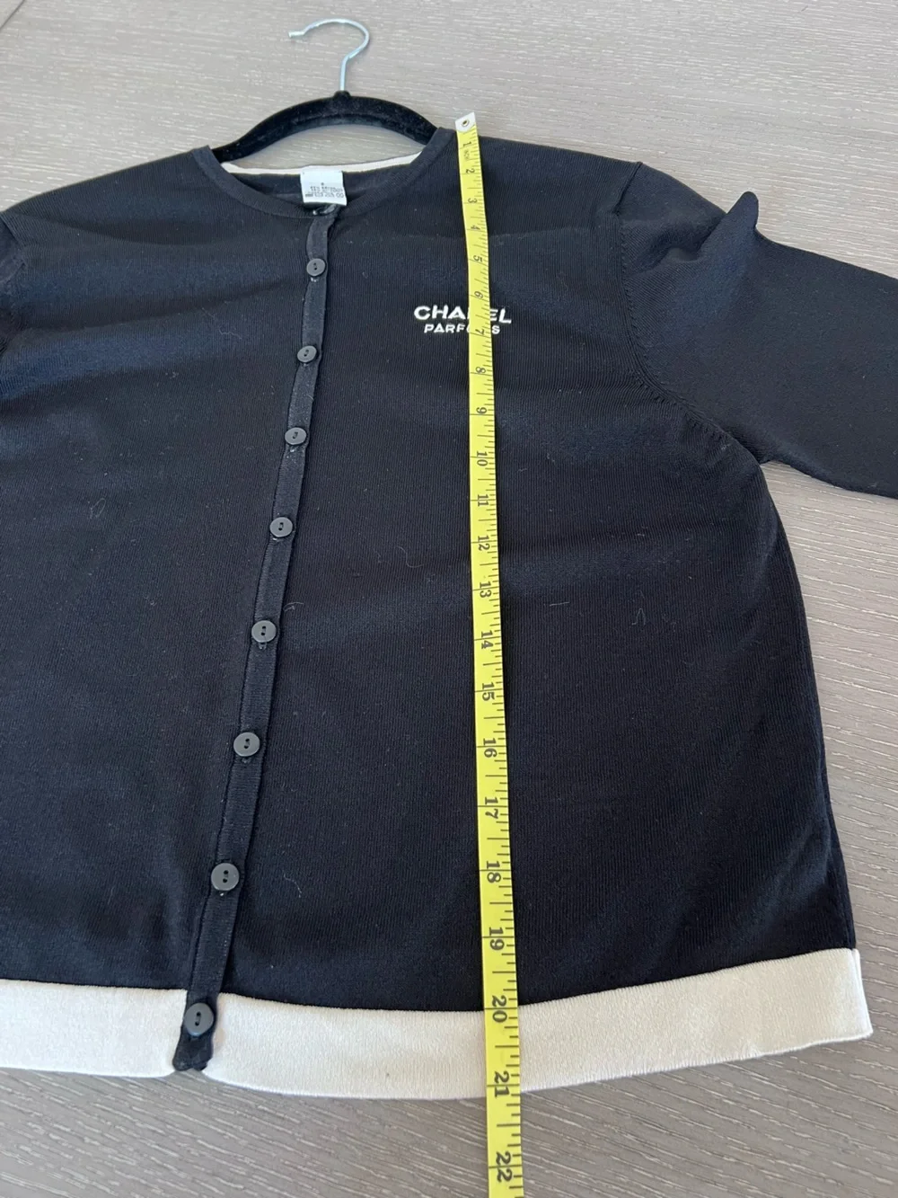 CHANEL Black Cardigan Jacket with Cream Trim